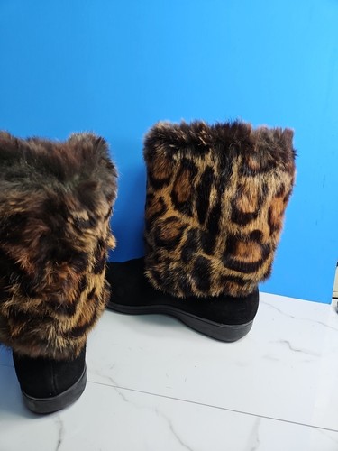 Stuart Weitzman Real Rabbit Fur/Leather Pull On Boots 7.5-8 Made In Spain  - Picture 6 of 10