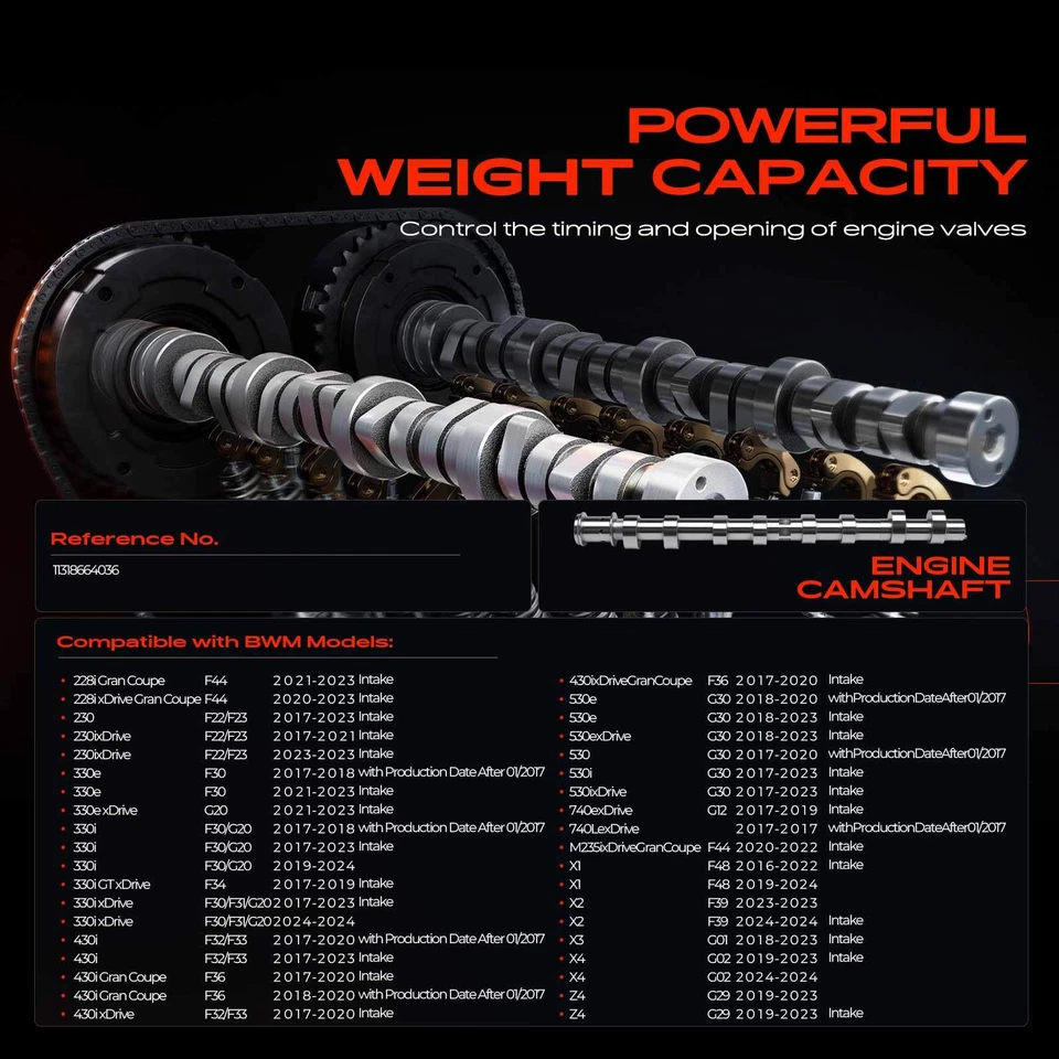Árbol de levas para BMW 330e xDrive G20 330i GT xDrive F34 530i xDrive X3 430i xDrive Foto 2 de 4