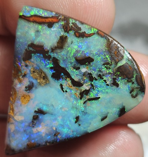 Boulder Opal Rub Parcel From Koroit Blue Green Matrix Lapidary 199.1 Ct Rough - Imagen 2 de 24