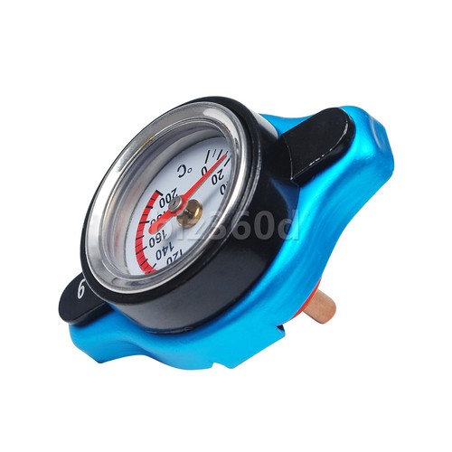 Car Thermostatic Gauge Radiator Cap Cover Small Head with Water Temp Meter Blue - Picture 10 of 10