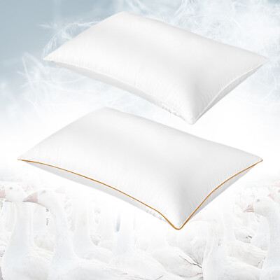 Soft Goose Down Feather Bed Home Sleeping Pillow Gusseted Alternative Queen Size