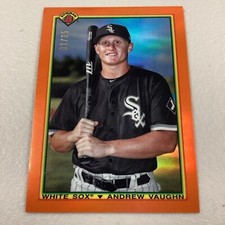 2020 Bowman Chrome Andrew Vaughn 1990 Orange Refractor #1/25 #90B-AV White Sox
