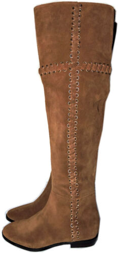 Michael Kors OTK Boots Over Knee Flat Booties Malin Eyelet Laced Boot Sz 7.5 - Picture 1 of 9