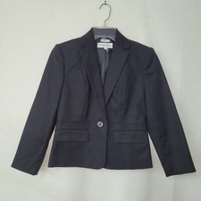 Calvin Klein Black Stretch One Button Blazer Jacket Women Size 2 Office Career