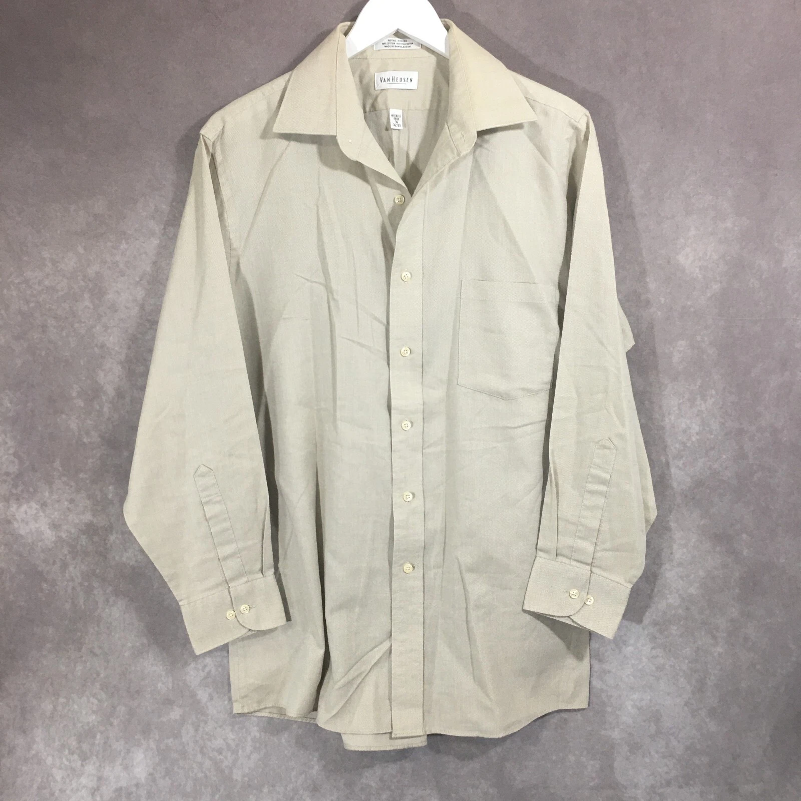 VANS Camicia senza rughe Van Heu Royal Oxford da uomo 16 32 33 marrone chiaro manica lunga