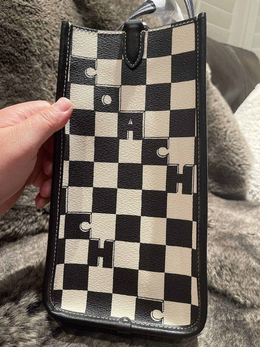NWT Coach Smith Tote With Checkerboard Print Silver/Black NWT Coach Smith Tote With Checkerboard Print Silver/Black