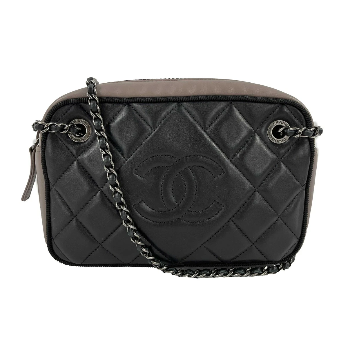 CHANEL - Bicolor Small Black / Taupe Ballerine CC Camera Case Crossbody