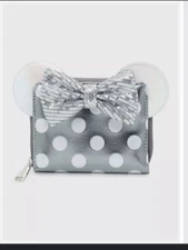 Loungefly Disney 100 Minnie Mouse Platinum Mini Zipper Wallet NEW