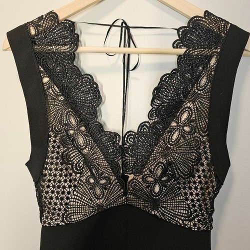 LOVER The Label Formal Date Night Pencil V-neck Midi Black Lace Dress Size 4 - Picture 3 of 13