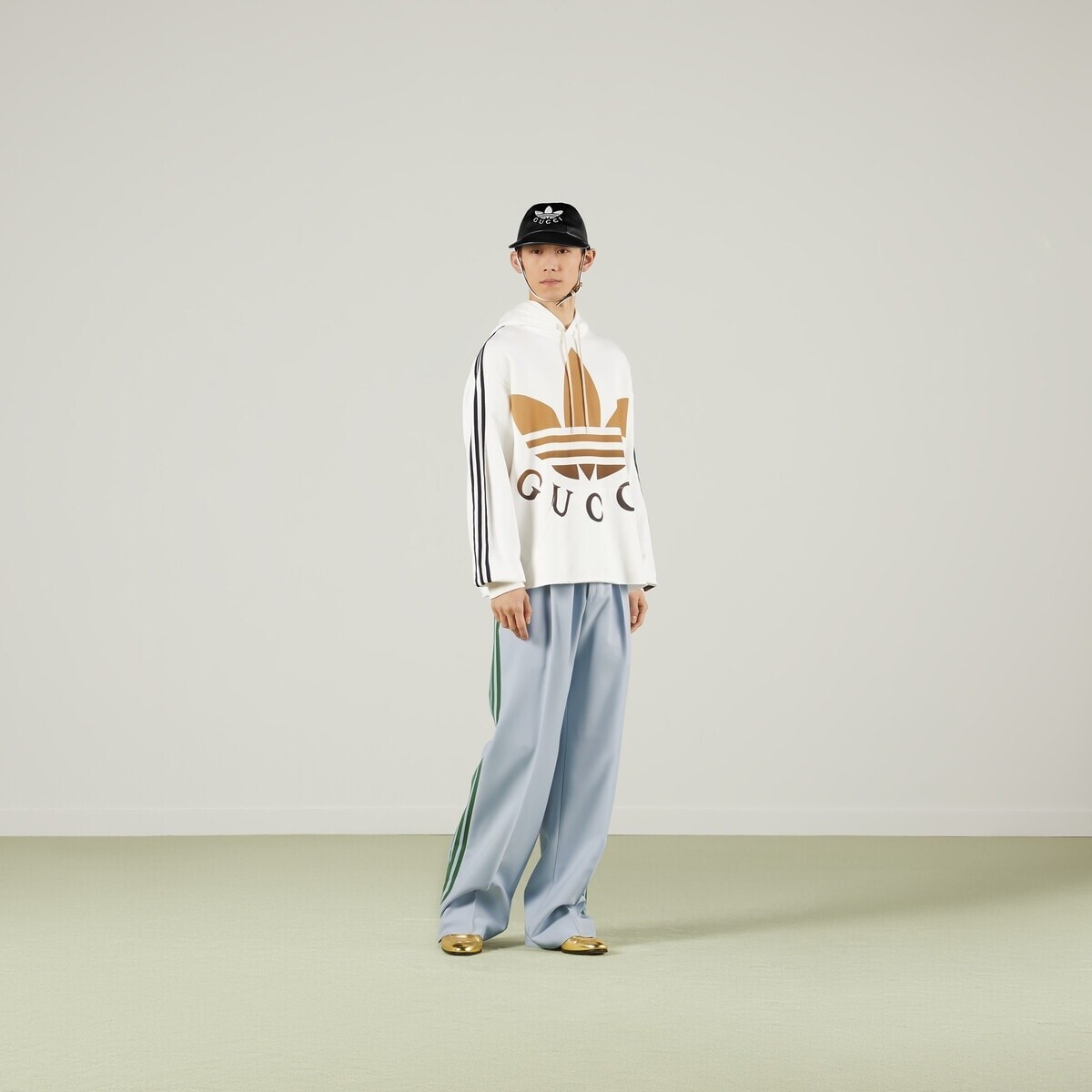 GUCCI X ADIDAS 722967 Oversized Hoodie Cotton Ivory Color Size: S