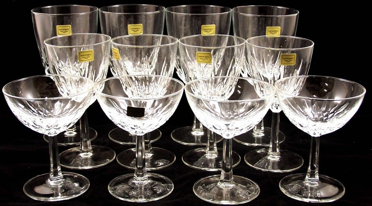定価11万 新品 CAREERING GLASS OF DIAMOND GOD J.G.Durand France Diamant Blown Crystal Stemware - Set of 12
