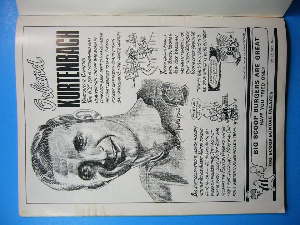 1970/71 VANCOUVER CANUCK LOS ANGELES KINGS FIRST NHL PROGRAM CHARLIE HODGE AUTO - Image 4 of 4