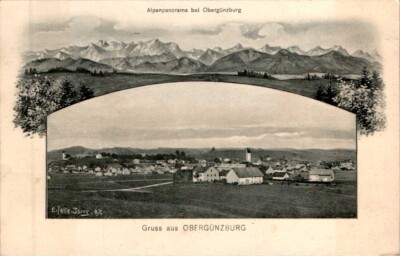 AK GRUSS AUS OBERGÜNZBURG KREIS OSTALLGÄU SIG EUG FELLE ISNY VON DER SEITE 1908