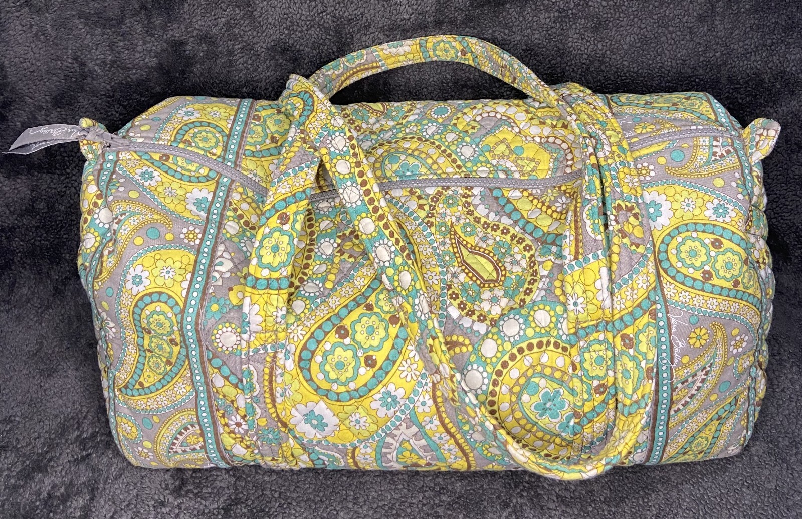 VERA BRADLEY Yellow Paisley Duffle Shoulder Bag 18 inch Excellent Used Condition