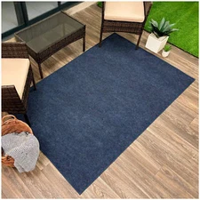 Koeckritz Economy Ribbed Blue Indoor/Outdoor Area Rug for Patios, Deck,  Balcony