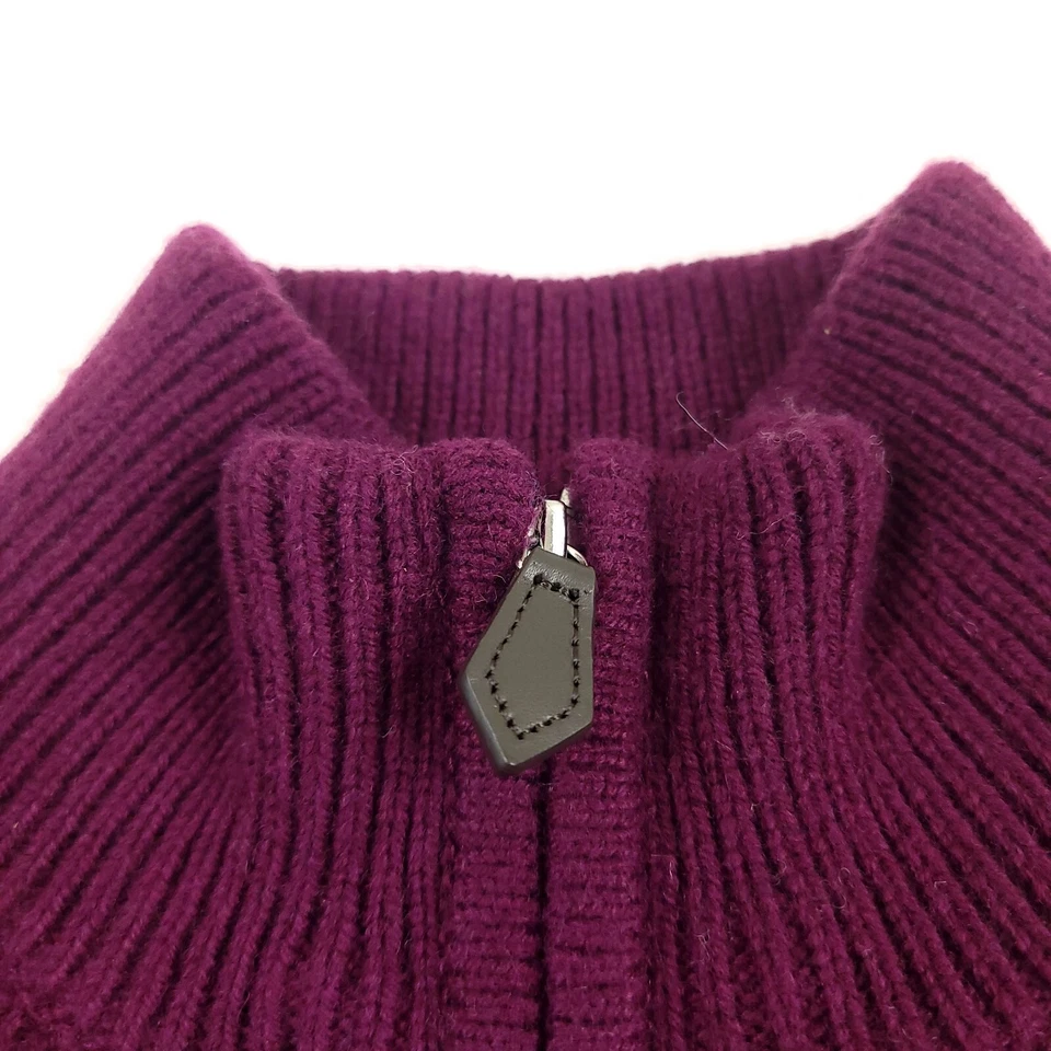 $148 Bloomingdales l Purple Half Zip Mock Neck Textured Sweater Mens Size Small - Image 3 of 4