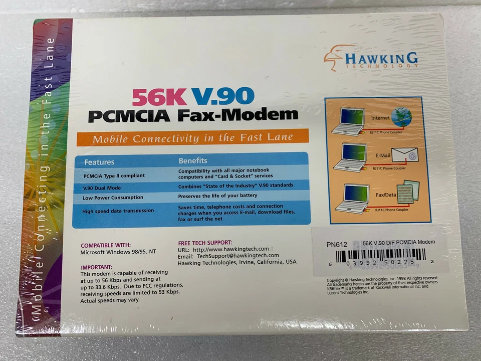 HAWKING 56k PCMCIA Fax Modem Card  BRAND NEW - Image 2 of 4