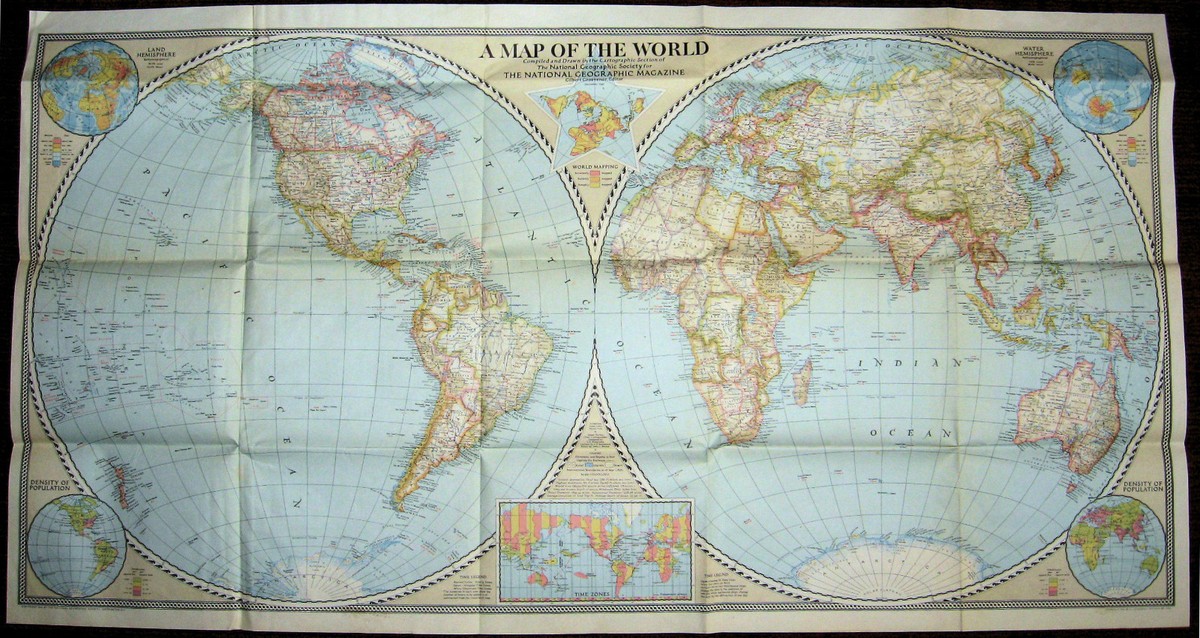 A MAP OF THE WORLD 1941 National Geographic Society - 41 x A MAP OF THE WORLD 1941 National Geographic Society - 41 x