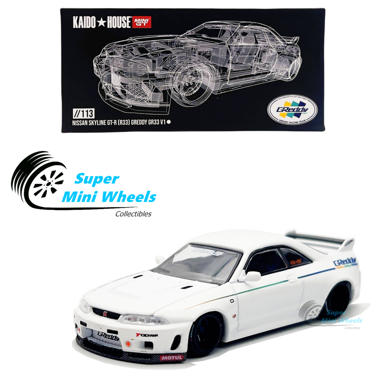 Mini GT x Kaido House 1:64 Nissan GT-R (R33) Greddy GR33 V1