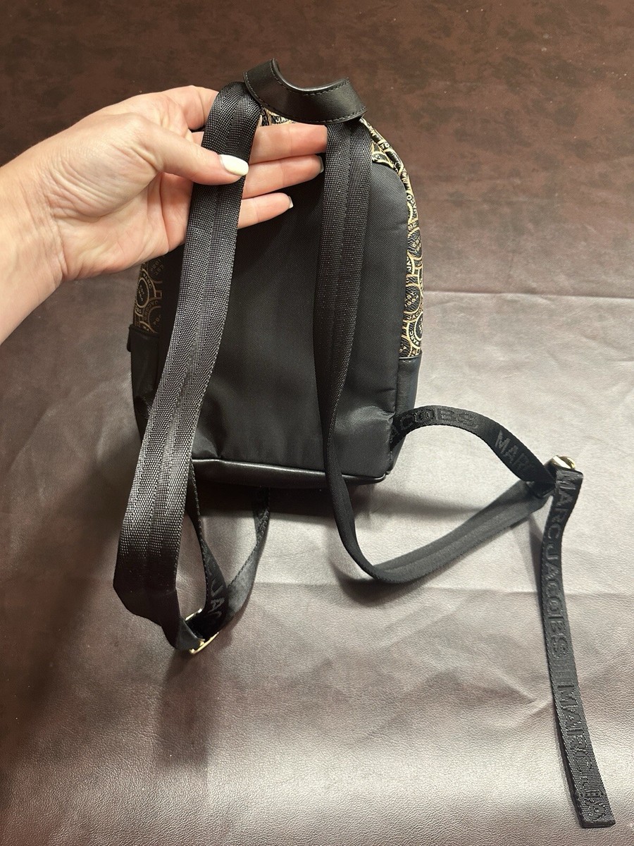 NWT Marc Jacobs Signet Logo Backpack Small Bag Black Monogram Mini Authentic Marc Jacobs Signet Mini Logo Printed Leather  main image 4