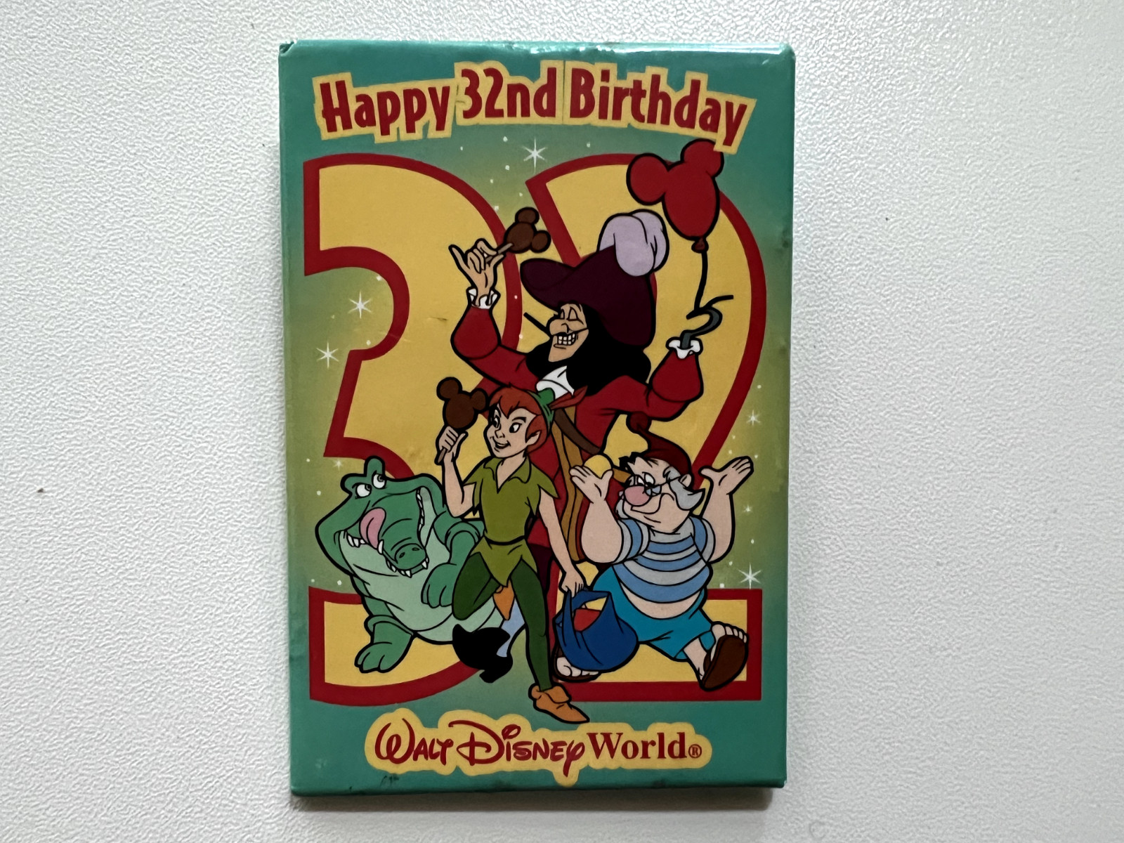 Button Disney World 32nd Anniversary Peter Pan Tick Tock Smee Hook Pin 25515