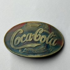 Vintage Coca Cola Coke Tie Dye Marbled Clay Belt Buckle 5 Cents At Fountain