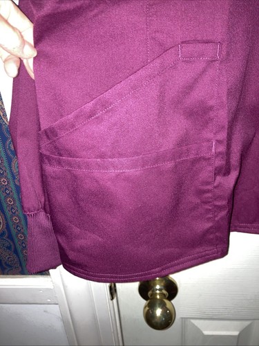 Landau ProFlex WOMENS Full ZIP WINE Scrub Jacket LJ701 SZ XL NWOT - Picture 5 of 15