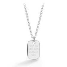 I Love You To The Moon And Back Tag Pendant Necklace - 925 Sterling Silver