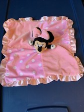 Disney baby Minnie Mouse lovey blanket pink satin trim crinkle ears Polka Dot M