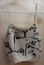 SHEIN Qutie Cartoon Pattern Knit Tank Top Crop Top Size Small