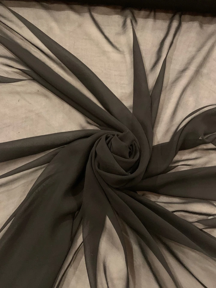 "Tela de georgette de seda negra, 44"" de ancho, se vende por yarda" Foto 4 de 4