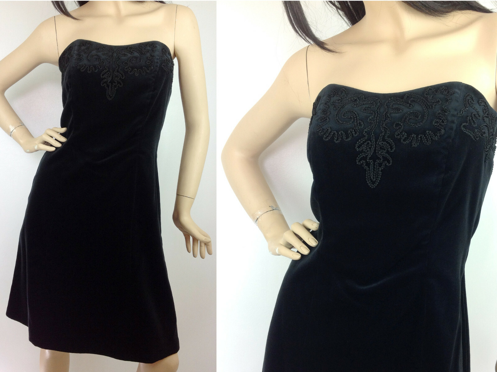sleeveless black velvet dress