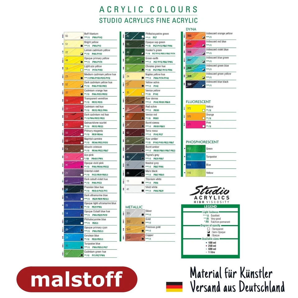 Pebeo Studio Acrylfarbe 100 ml Tube, freie Farbwahl bei Malstoff