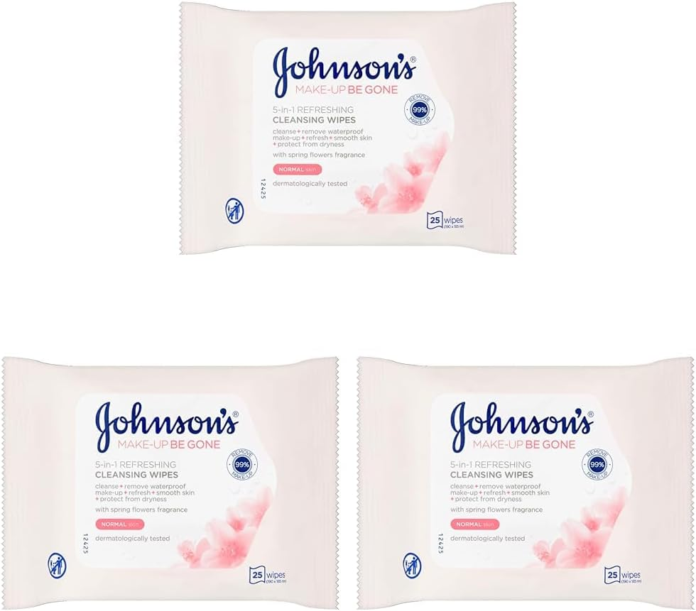 Johnson's Face Care Make Up Be Gone Refreshing Wipes - Pack of 3