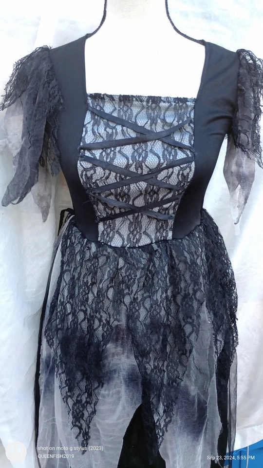 Divertido Mundo Zombi Cementerio Cuerpo Novia Vestido Disfraz Niños Talla Grande 10/12 Foto 3 de 4