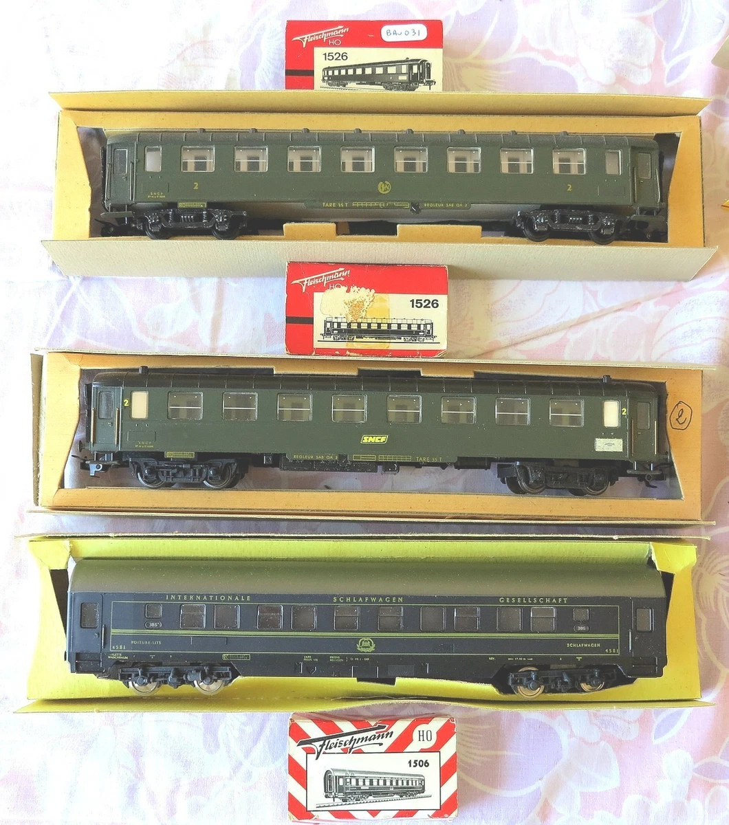 3 Voitures Voyageurs SNCF Fleischmann HO – Époque 3, Boîtes à Tonnerre, Noir Et Vert