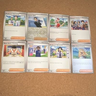 Pokémon TCG Trainer Supporter Card Lot 8 PAL 2023 Professor's Research, Lillie