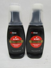 2 Pack Kiwi Leather Dye For Black Shoes 2.5oz Per Bottle Sponge Top Applicator