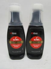 2 Pack Kiwi Leather Dye For Black Shoes (2.5oz Per Bottle) Sponge Top Applicator