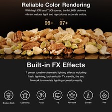Godox ML60Bi LED Studio Photography Light 60W Bi-Color Temperature 2800-650 WYMX