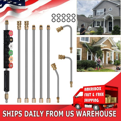 #ad #ad Stainless Steel 4000PSI Pressure Washer Gun Extension Wand Lance Gutter Cleaner $33.00