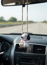 Crochet Puppy Car Hanging, Cute Dog Amigurumi Mirror Charm