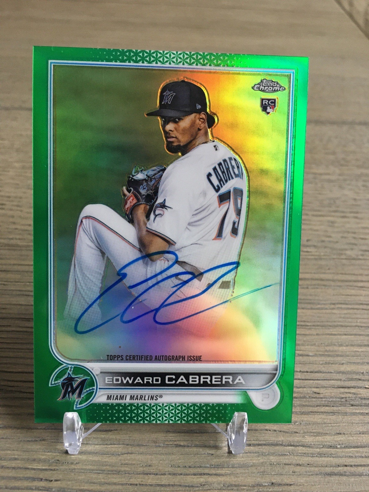 2022 Topps Chrome Rookie Auto Edward Cabrera Green Refractor /99