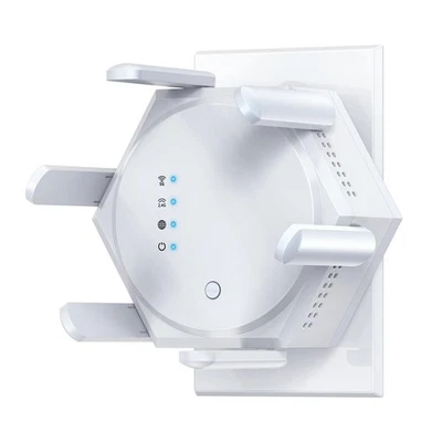 12880 Sq.Ft WiFi Extender Signal Booster, 1200Mbps Dual Compact, Gloss White - Image 1 of 4
