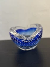 Floris Maydam -Leeram Serica  Glass Ashtraybowl. 1958  Comtemporary Blue 5x4x8"