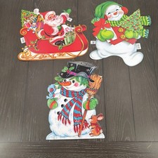 Lot Of 3 Vintage Christmas Die Cut s, 1 Santa...