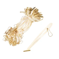 Polyester Hang Tag String Tag Fasteners with Pin Beige Gold Tone 200 pcs