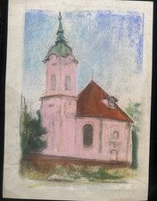 ::FRANZ EHMKE 1928 - 2018 BERLIN PASTELL  KIRCHE ORPENSDORF OSTERBURG ALTMARK