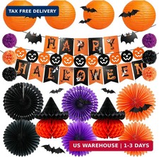 48Pcs Halloween Office Decorations, Party Decor with Lanterns Banners