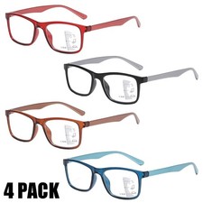 4 PACK Multifocus Reading Glasses Anti Blue Light Reader Multifocal Eyeglasses